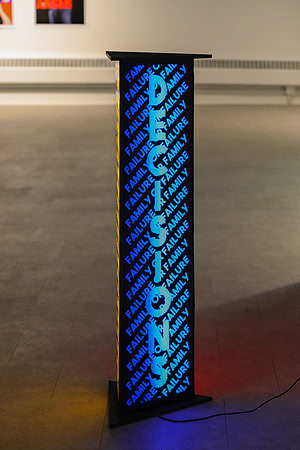 Choices, Options and Decisions, three sided lite sculpture